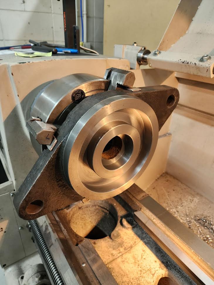 20240626 Bogie centre casting on Ben Davidge’s lathe.